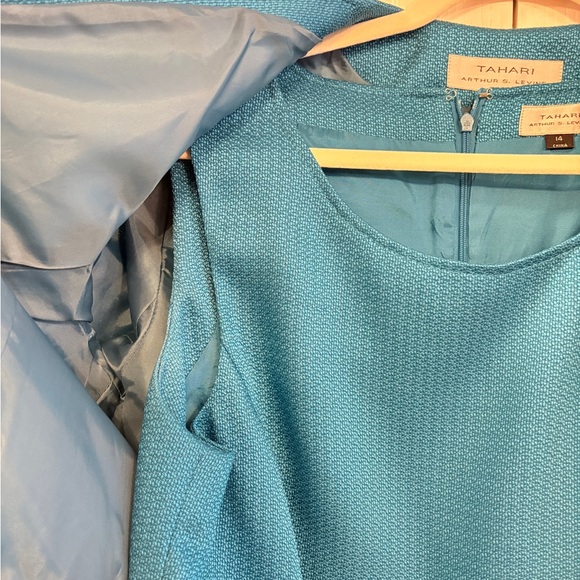 Tahari Teal Textured Dress and Jacket Size 14 - Picture 6 of 7